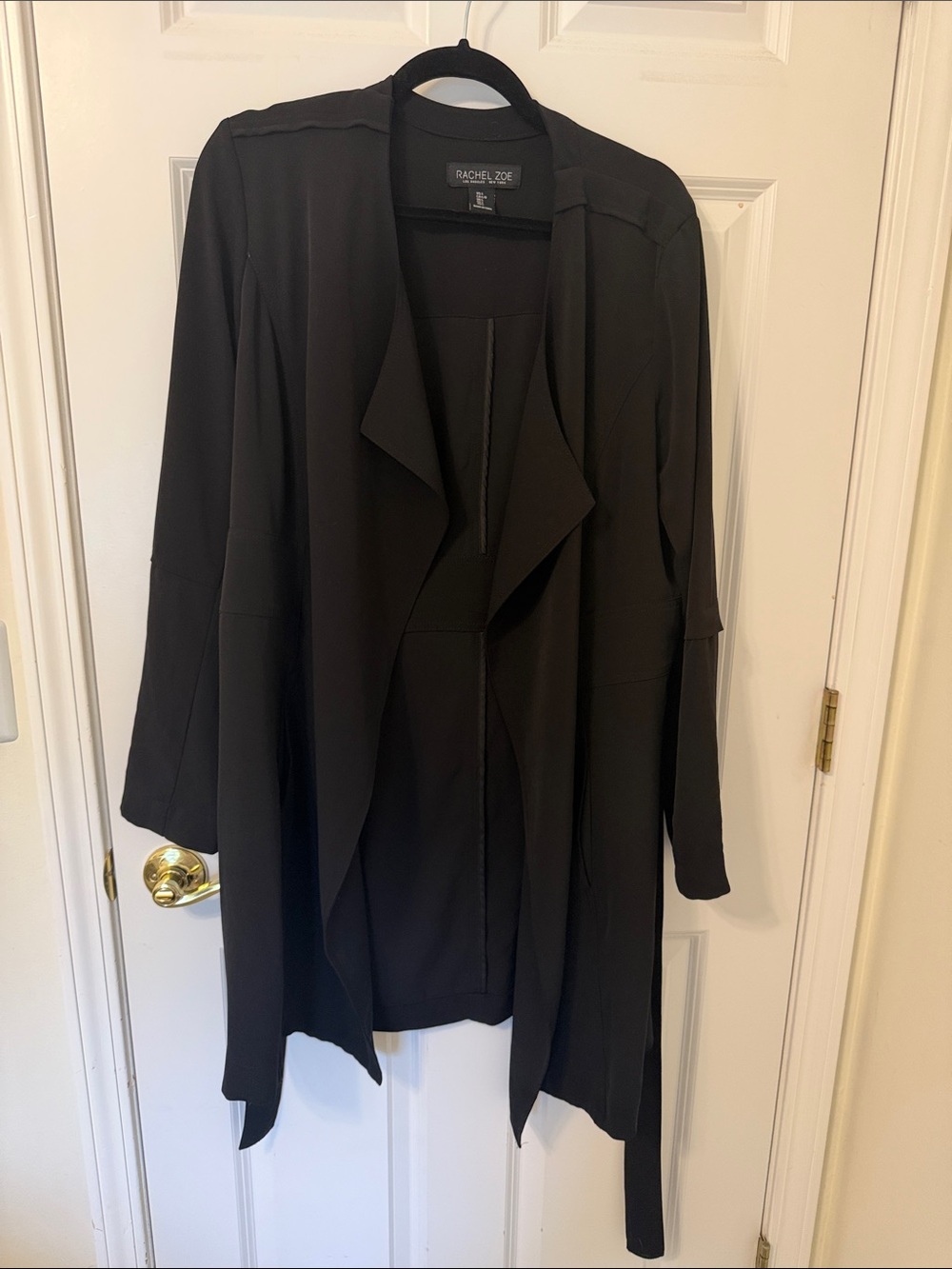 Rachel Zoe Black Open-Front Tie Waist Cardigan Jacket Large